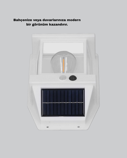 Güneş Enerjili Dış Mekan Sensörlü Duvar Lambası IP65 Su Geçirmez