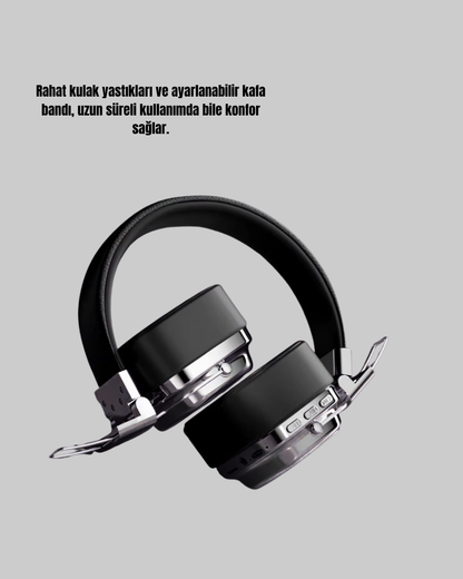 Kablosuz Bluetooth Kulak Üstü Kulaklık Kristal Ses Kalitesi ve Ergonomik Yapı