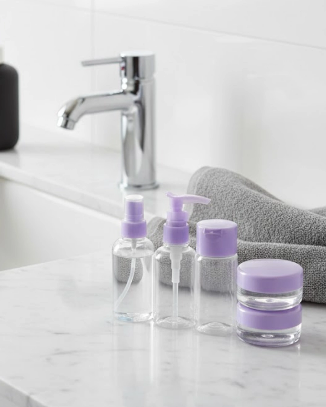 5 Parça Seyahat Banyo Seti 30 Ml Şeffaf Taşınabilir Şişe Seti