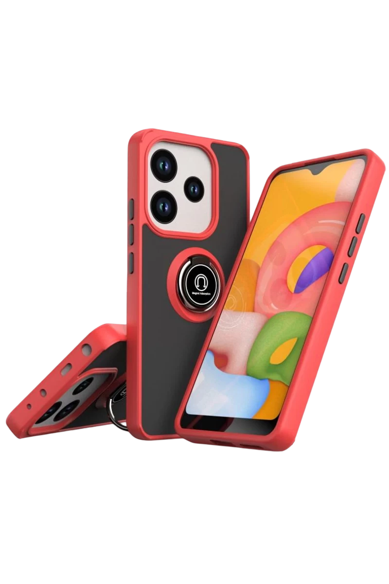 Xiaomi Redmi Note 14 4G Montreal Yüzüklü Silikon Kapak - Kırmızı