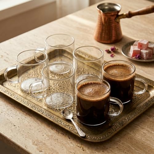 6'lı Borosilikat Cam Mini Kupa Seti - 130 ml Tek Cidarlı, Altlıksız Türk Kahvesi ve Espresso Fincanı Takımı