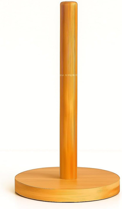 Bambu Kağıt Havluluk Doğal Ahşap Mutfak Tezgahı İçin Dikey Kağıt Havlu Standı Modern Şık Tasarım Dayanıklı Kolay Temizlenir Kaymaz Tabanlı Pratik Kağıt Havlu Tutucu Organizer (Yuvarlak)