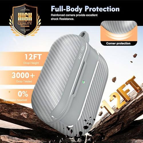 AirPods Pro 3. Nesil Uyumlu Karbon Fiber Hybrid Polymer Technology Premium Kulaklık Kılıfı (Gri)