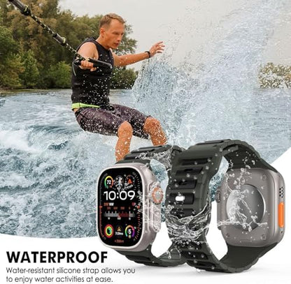 Apple Watch 10 9 8 7 6 SE Ultra Uyumlu 42 44 45 46 49mm Çift Renk Bakla Desen Hibrit Silikon Kordon