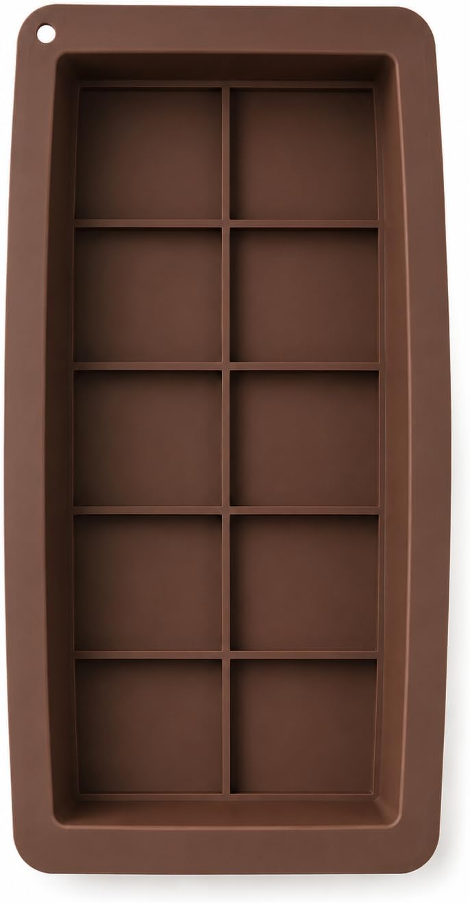 Dubai Çikolata Kalıbı Silikon Tablet Çikolata Yapım Kalıbı 10 Gözlü (Büyük Boy (26x14x3 cm))