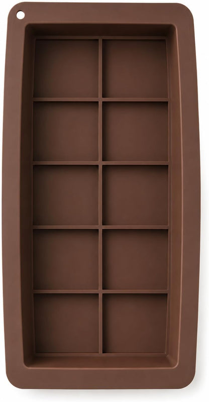 Dubai Çikolata Kalıbı Silikon Tablet Çikolata Yapım Kalıbı 10 Gözlü (Büyük Boy (26x14x3 cm))