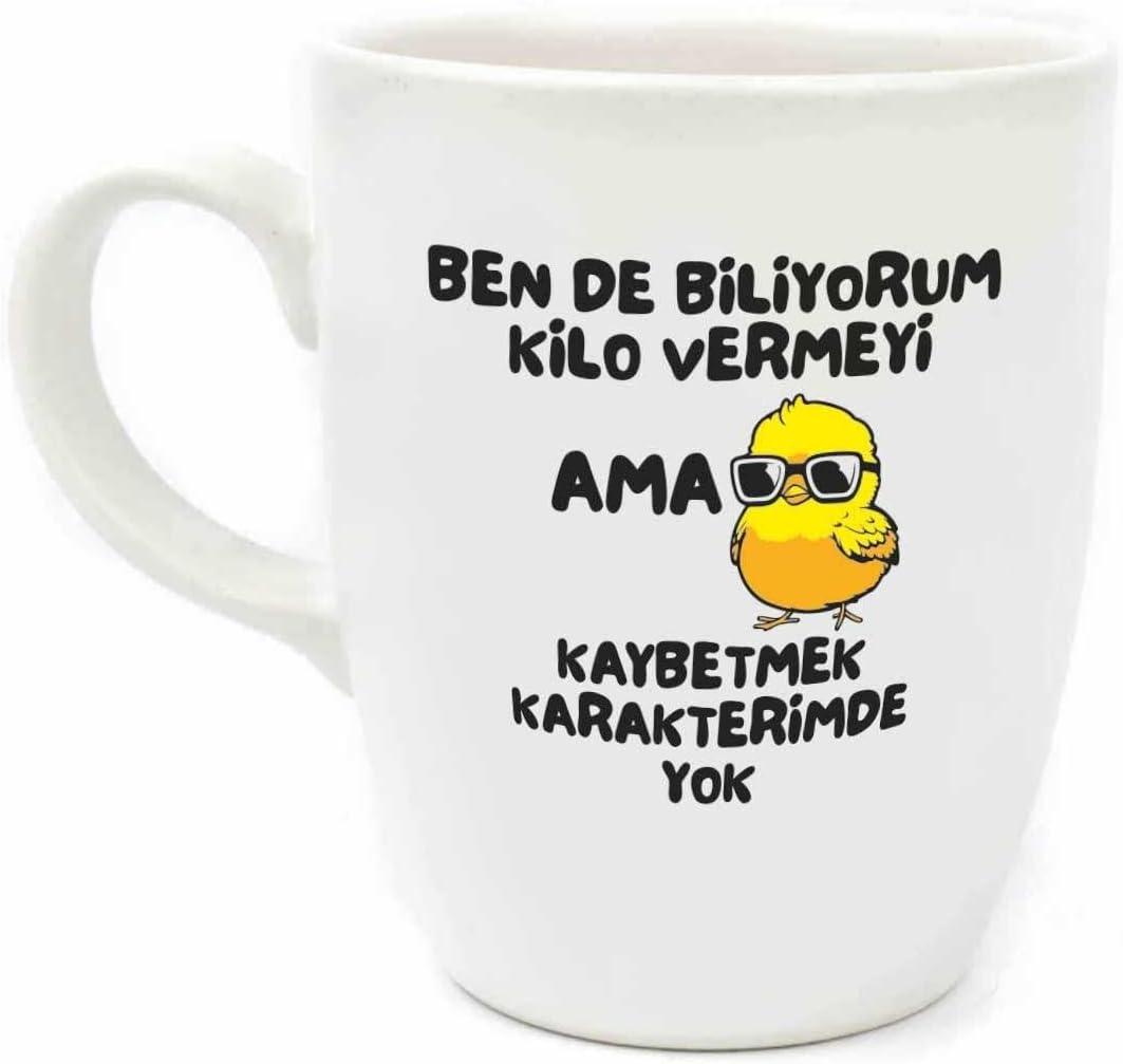 Kaybetmek Karakterimde Yok Krem Oval Kupa - Hediye Seramik Kupa