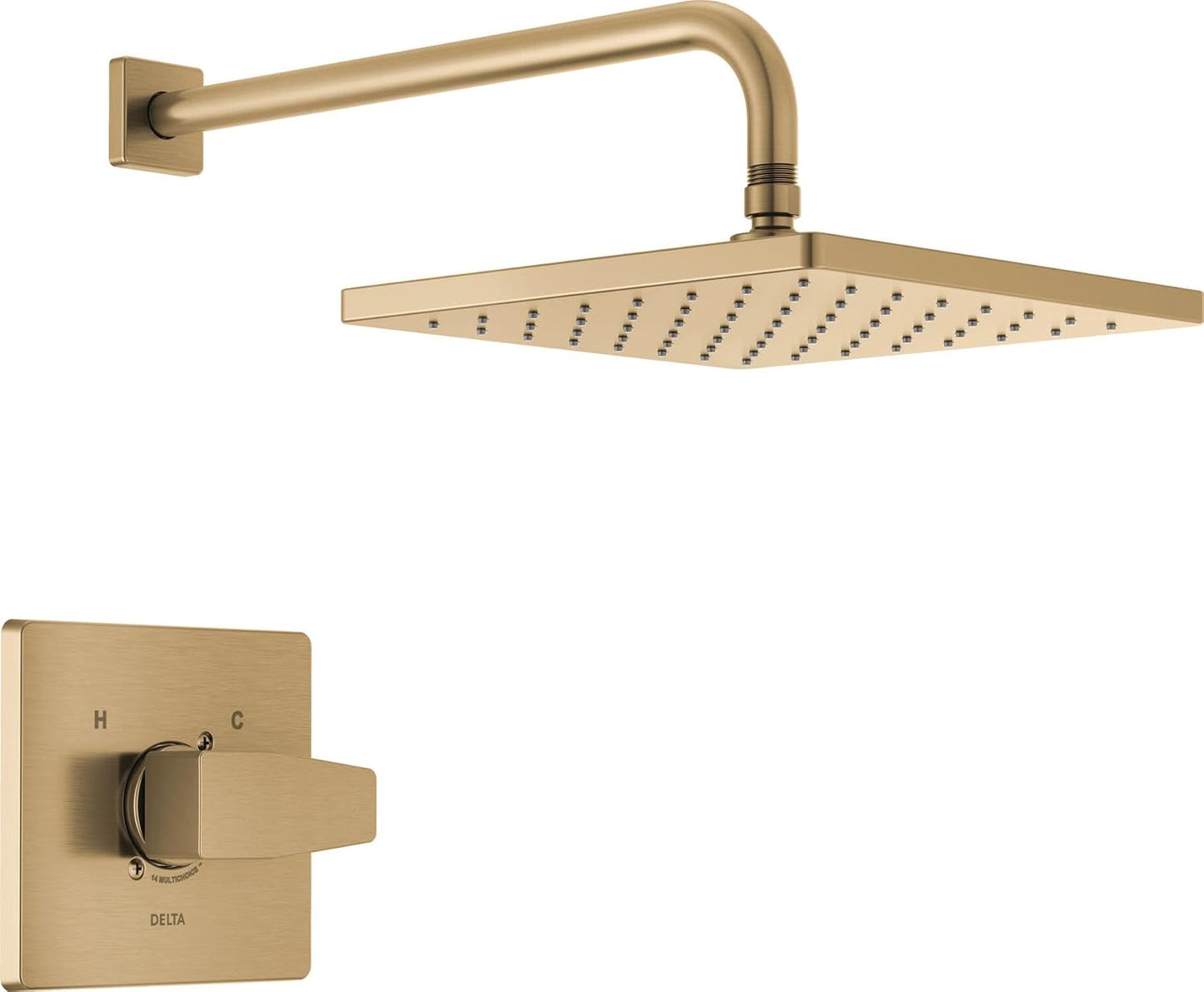 Delta Faucet Modern Raincan Kare Tek Fonksiyonlu Duş Vanası Trim Kiti Altın, Duş Bataryası Seti, Yağmur Duş Başlığı Altın, Delta Duş Takımı, Şampanya Bronz T14268-CZ-PP (Vana Dahil Değildir)