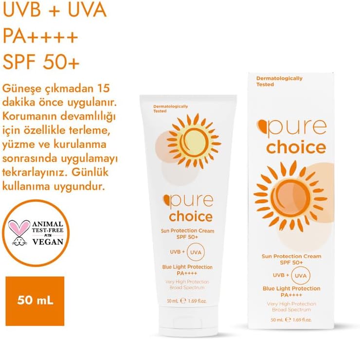 Choice SPF 50+ Güneş Koruyucu Krem, 50ml - Suya Dayanıklı Çok Yüksek Koruma