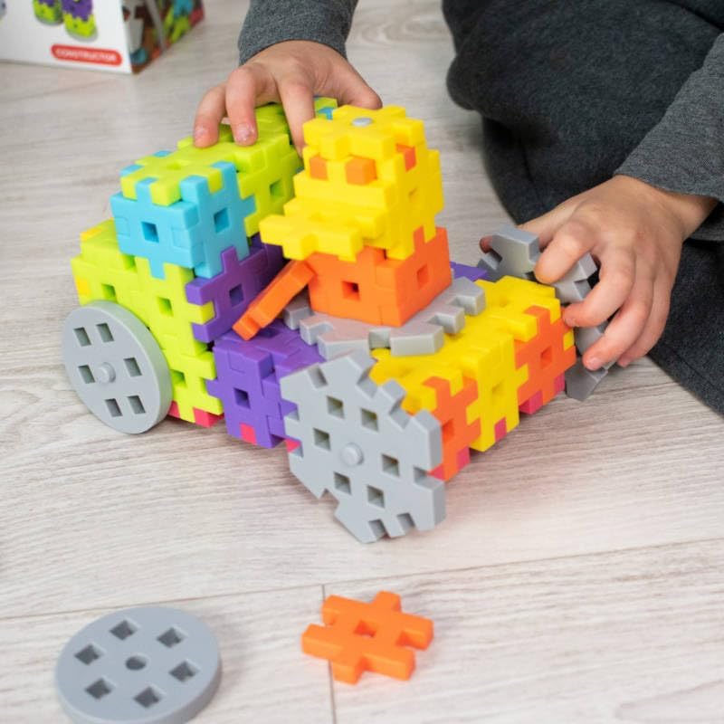 Meli Maxi Constructor yapı seti, 220 parça, tekerlek, aks, altıgen, 1 yaşından büyük çocuklar için, yaratıcılık, ince motor becerileri, uzun ömürlü, BPA içermez, CE sertifikalı