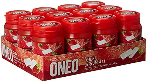 Oneo Çilek Aromalı Şişe Draje Sakız 60 Gram x 12