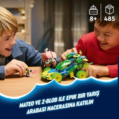 Mateo ve Z-Blob Aksiyon Yarış Arabası 71491-8 Yaş ve Üzeri Kız ve Erkek Çocukları için Yaratıcı Oyuncak Araç Yapım Seti, Doğum Günü Hediyesi (485 Parça)