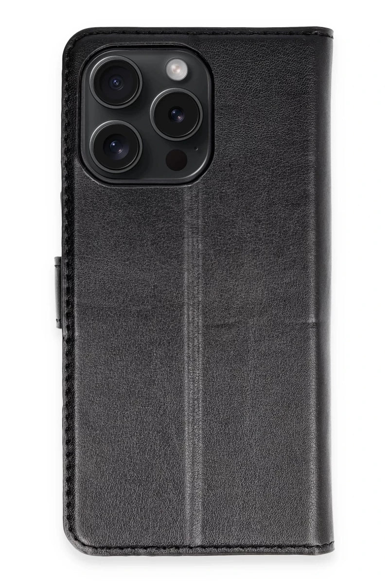 Apple iPhone 15 Pro Max Kılıf Trend S Plus Kapaklı Kılıf - Siyah