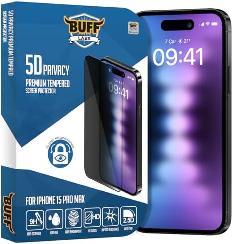 LABS iPhone 15 Pro Max ile Uyumlu 5D Privacy Hayalet Ekran Koruyucu