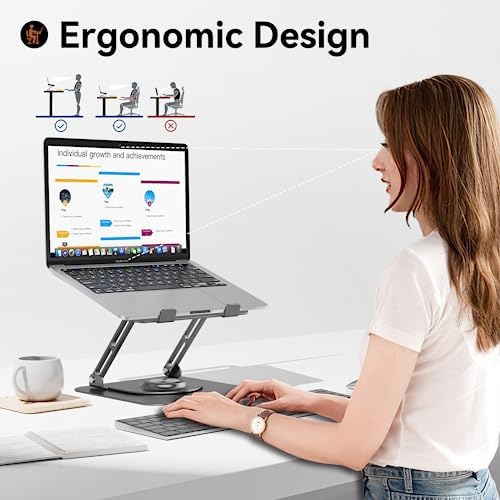 JOYEKY Masa için Dizüstü Bilgisayar Standı, 360° Dönebilen Tabanlı Ayarlanabilir Bilgisayar Standı, İşbirliğine Dayalı Çalışma için Ergonomik Dizüstü Bilgisayar Yükselticisi, Katlanabilir ve