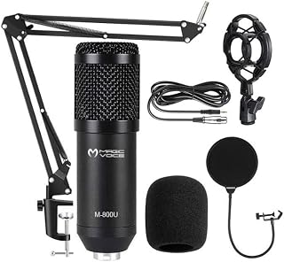 Magicvoice M-800U, Profesyonel Kondanser Yayıncı Mikrofonu, Ses Kaydı, Podcasting, YouTube, Karaoke, Oyun Akışı, (+48V Phantom Power Uyumlu)
