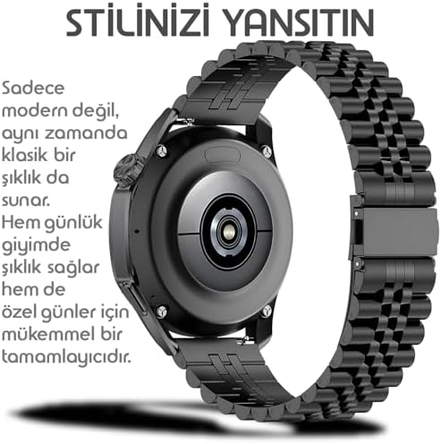 ile Uyumlu Prestige Model 22mm Çelik Kordon GT6/GT6 Pro/GT5/GT5 Pro/GT4/GT3/GT3 Pro/GT2/GT2 Pro 46mm için Katlanır Toka Mekanizmalı Paslanma Yapmayan Metal GT6 46mm Kordon
