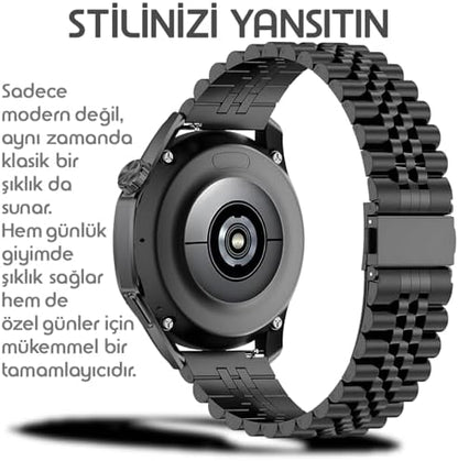 ile Uyumlu Prestige Model 22mm Çelik Kordon GT6/GT6 Pro/GT5/GT5 Pro/GT4/GT3/GT3 Pro/GT2/GT2 Pro 46mm için Katlanır Toka Mekanizmalı Paslanma Yapmayan Metal GT6 46mm Kordon