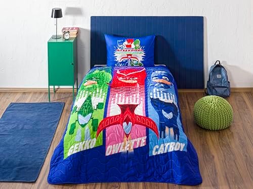 PJ Masks Power Up Standart Pamuk-Polyester Nevresim Takımı, Çok Renkli, Tek Kişilik