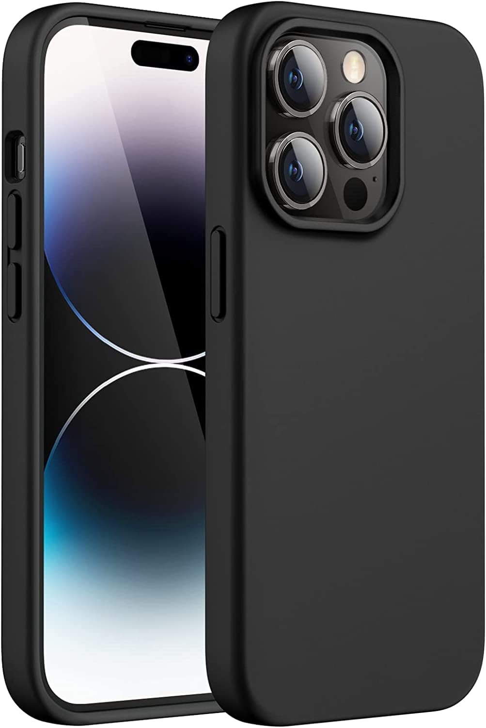 & AKSESUAR iPhone 14 Pro Max ile Uyumlu İçi Kadife Dışı Mat Yapıya Sahip Koruma Sağlayan Lansman Silikon Kılıf (Siyah)