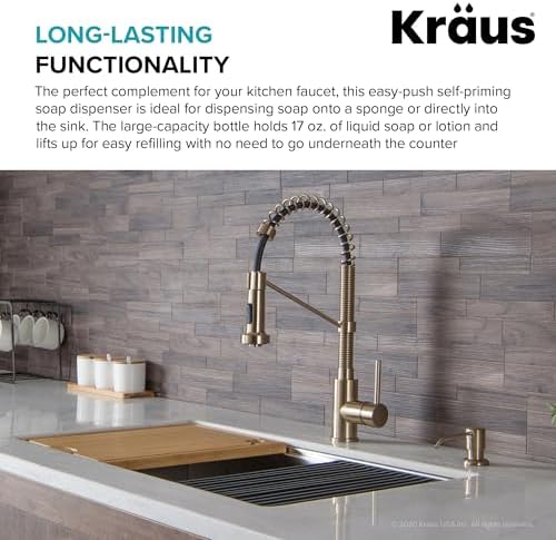 KRAUS Boden Mutfak Sabunu ve Losyon Dispenseri Spot İçermez Antika Şampanya Bronz, KSD-53SFACB