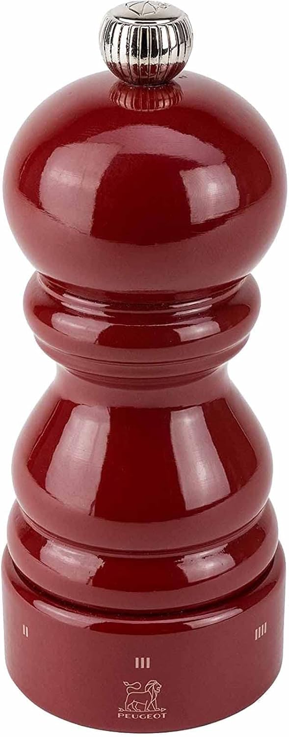 Peugeot 23560 Paris biber değirmeni ahşap, 5,5 x 5,5 x 12 cm, kırmızı boyalı