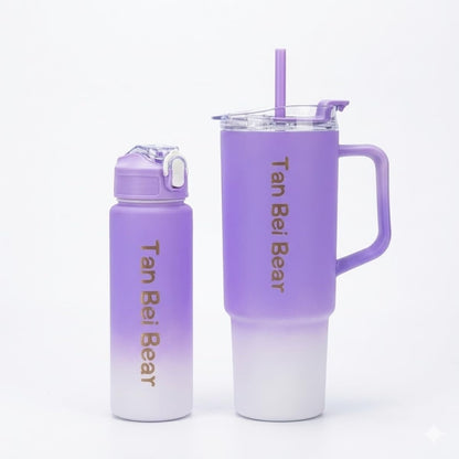 2’li Matara ve Pipetli Mug Bardak Seti – 900 ml Spor Suluk + 1500 ml Pipetli Termal Mug Bardak, Günlük Kullanım İçin İçecek Seti