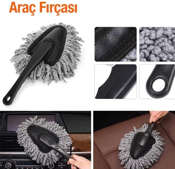 Coofbe Profesyonel Mikrofiber 9 Parça Araç Temizleme Seti Araç Lastik Torpido Jant Yıkama Seti Araç Fırca Seti