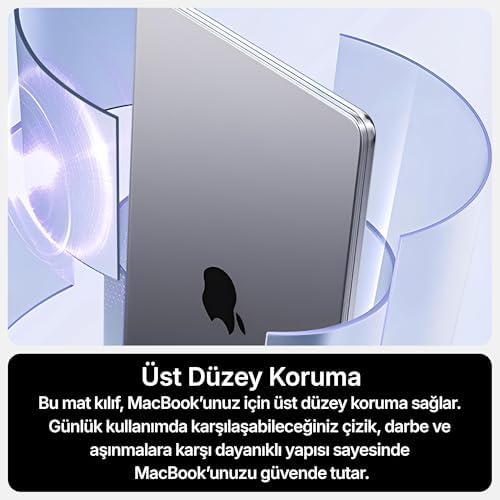 MacBook Air m1 13.3 ile Uyumlu Polikarbonat Sert Koruyucu Çizilme ve Darbe Önleyici Kılıf A2337 A2179 A1932 (Mat-Şeffaf, 13.3 inç 2018-2022 Arası (m1 işlemci))