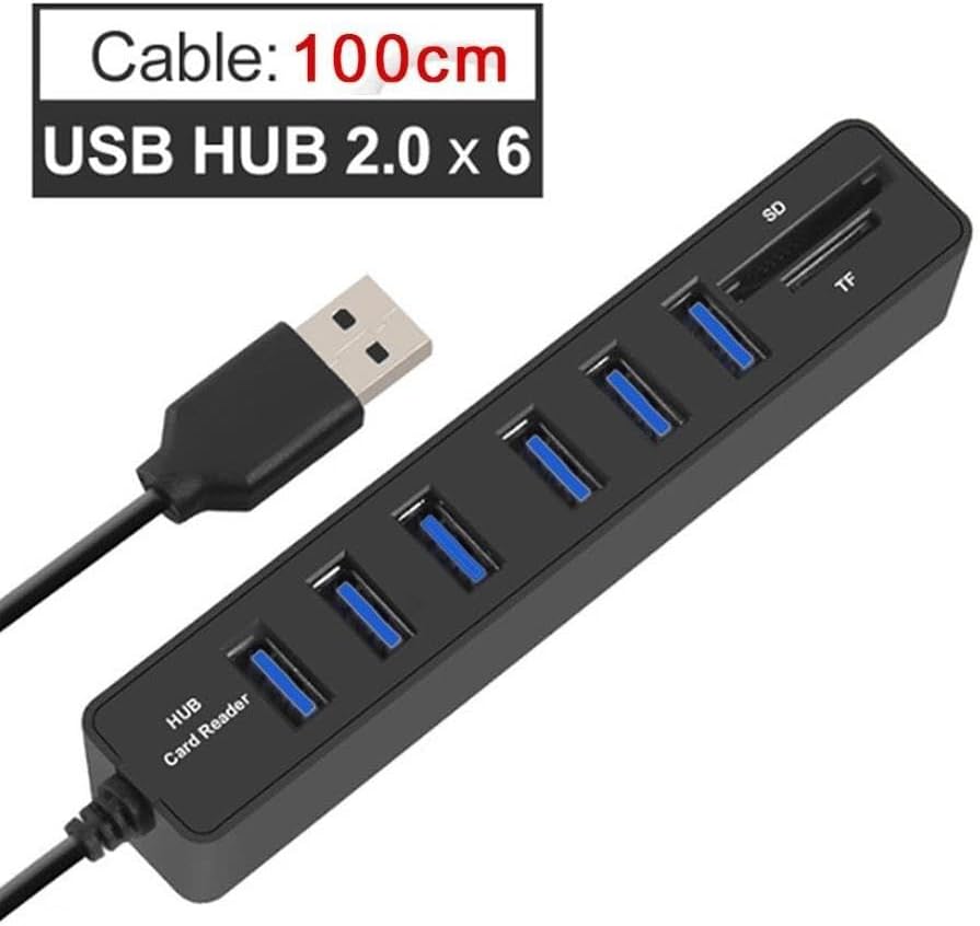 9146 Usb Hub 6 Port MicroSD Tf Sd Kart Okuyucu 1 Metre Usb Çoklayıcı 1 Adet MicrSd (TF) 1 Adet Sd Veri hızı 480Mbps'ye kadar *Dizüstü-Masaüstü Bilgisayar portlarını kolayca çoklar