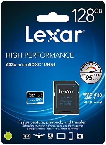 128GB 633x MicroSDXC UHS-I U3 100/45 MB/sn Yüksek Performanslı MicroSD Hafıza Kartı