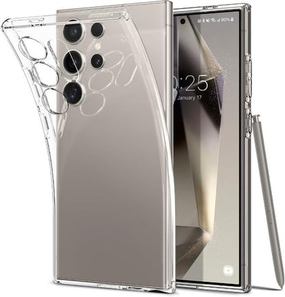 ile uyumlu Şeffaf Clear Silikon Yüksek Kalite Darbeye Dayanıklı Şık Telefon Kılıfı (S24 Ultra)