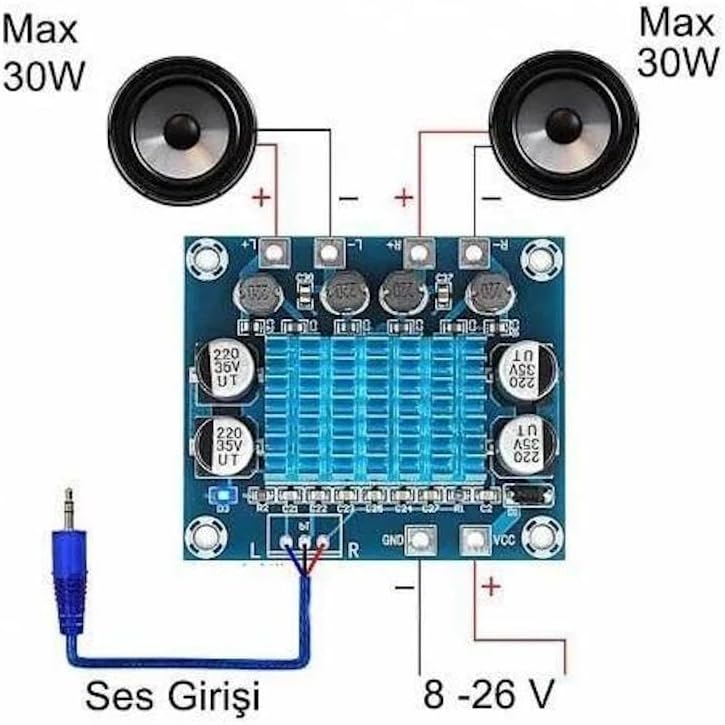 TPA3110 2x30W Streo Çift Kanal Amfi Devresi XH-A232