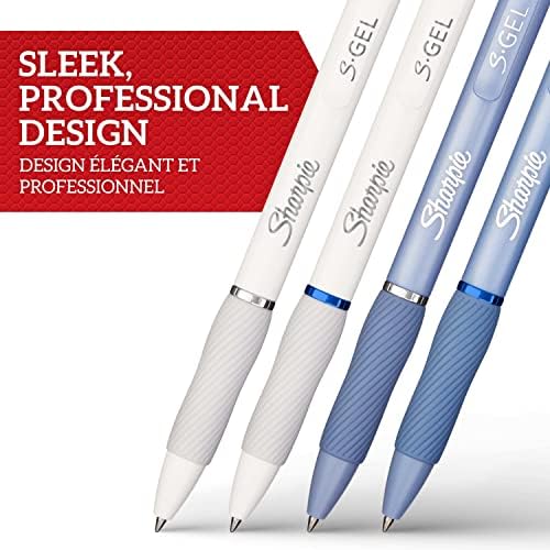 S-Gel Jel Kalem 0.7 mm Uç, Buz Mavisi & Beyaz İnci 4'lü Paket, Siyah & Mavi Mürekkep