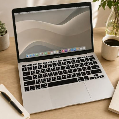 MacBook Air 11 inç Klavye Koruyucu | Arapça Baskılı Silikon, US Enter Uyumlu | A1370 A1465 (2010–2015) Toz ve Sıvı Koruma Siyah