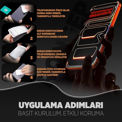 Apple iPhone 17 Pro Max için Ekran Koruyucu 9H Sertlik Anti-Static Temperli Cam Netlik ve Dokunmatiği Etkilemeyen Çizik ve Darbelere Karşı iPhone 17 Pro Max Koruma (2'li Paket)