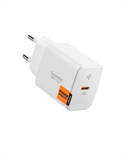 Spigen 20W USB-C Mini Hızlı Şarj Aleti/Şarj Isısını Düşürür GaN Pro Akım Korumalı Güç Adaptörü iPhone & Android & iPad Type-C EE201 Beyaz - ACH08701 (Spigen TR Garantili)