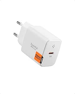 Spigen 20W USB-C Mini Hızlı Şarj Aleti/Şarj Isısını Düşürür GaN Pro Akım Korumalı Güç Adaptörü iPhone & Android & iPad Type-C EE201 Beyaz - ACH08701 (Spigen TR Garantili)