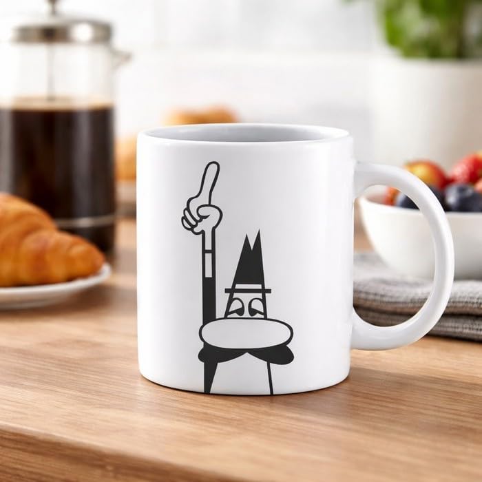 - Kupa - Mug - 250mL - İkonik Bıyıklı Adam Desenli - Porselen
