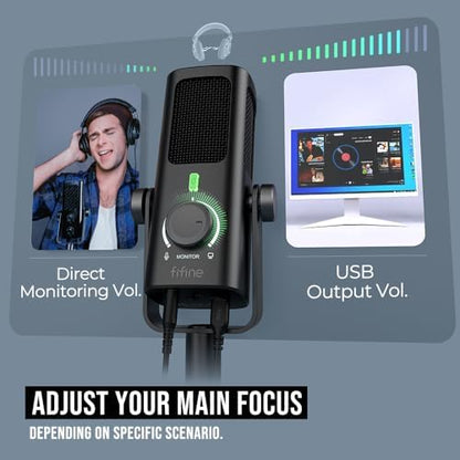Stüdyo Kayıt/Bilgisayar Akışı için USB-Podcast-Kondenser-Mikrofon, YouTube Müzik Vokal Oluşturma için Masaüstü-Metal-Mic, Monitör-Mix Ses Kontrolü, Düşük Kesim Anahtarı (PROFILE3)
