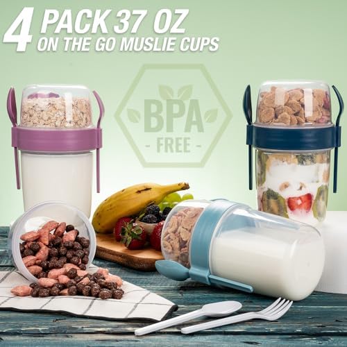 650 ml Take-go Kaşıklı Hazneli Meyveli Müsli Kabı Piknik Iş Yoğurt Süt Bardağı Kapaklı ve Kaşıklı Kahvaltı Bardakları, Tahıl Tepesi Yulaf Ezmesi Granola (Beyaz)