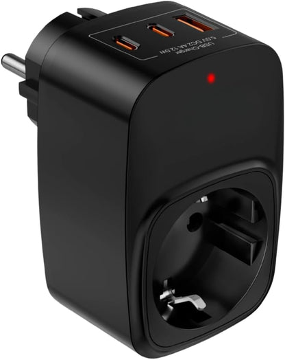Vetech Akım Korumalı Priz 1x Priz, 2x Type-C, 1x USB Port Çıkışlı Tekli (Siyah)