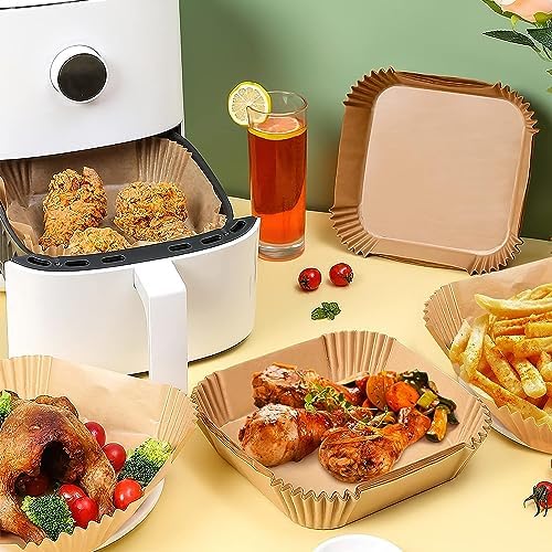 Airfryer Pişirme Kağıdı,Xl-Xxl Büyük Boy, Kare, 200 Adet Hava Fritöz Parşömen Fırın Kağıdı Tek Kullanımlık Kağıt Fırın Fritöz Pişirme Kızartma Tavası Için Uygun 20CM