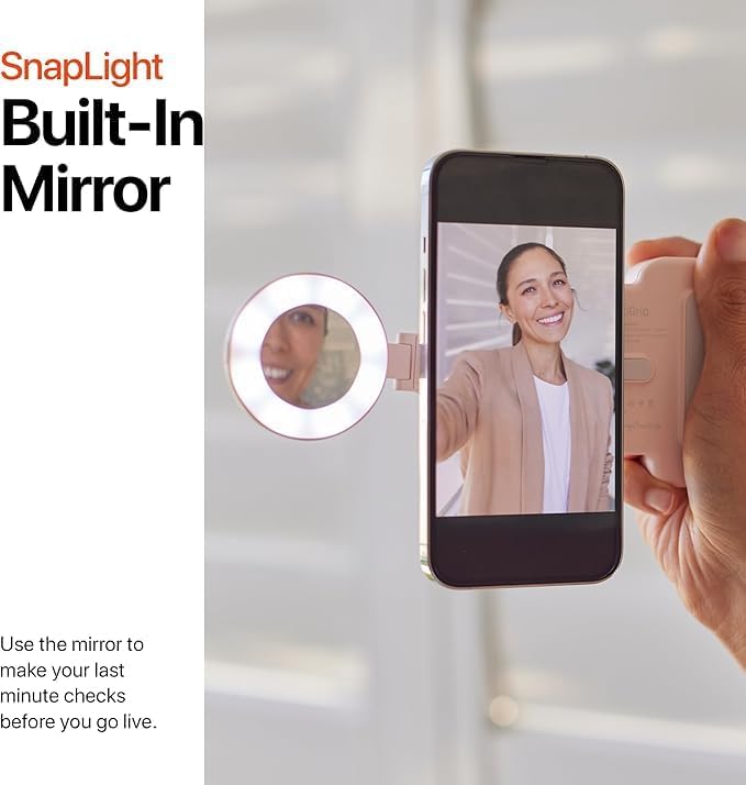 SnapPocket Light – LED selfie halka ışık, dört parlaklık ayarı ve entegre pil – manyetik tutucu her telefona sabitlenebilir – katlanabilir tasarım