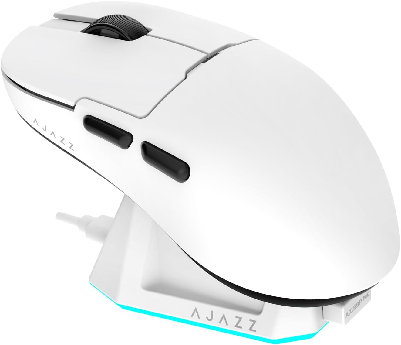Coverzone AJAZZ AJ159P MC 3 Modlu 1000Hz 12.000 DPI Manyetik Şarj İstasyonlu PAW 3311 Optik Sensör Gaming Mouse (Beyaz)