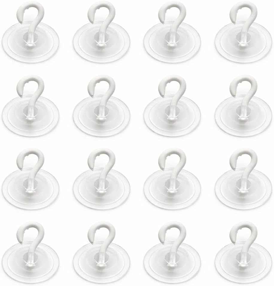 Şeffaf Cam Vantuzlu Askı Seti 16’lı, 4 cm x 4 cm Kompakt Tasarım, 4 cm Çap Güçlü Vakumlu Yapışma, Delme ve Vidalama Gerektirmez, İz Bırakmadan Sökülebilir, Banyo Mutfak Duş Camı Fayans İçin Uygun