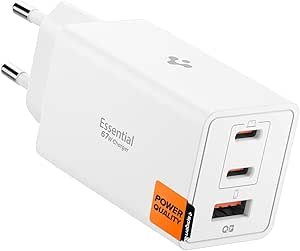 Spigen 67W USB-C + USB-A 3 Port Hızlı Şarj Aleti PPS 3.0 Super Hızlı Şarj GaN Pro Isı Düşürücü Güç Adaptörü Akım Koruma iPhone & Android & iPad & MacBook Type-C Beyaz - ACH08710 (Spigen TR Garantili)