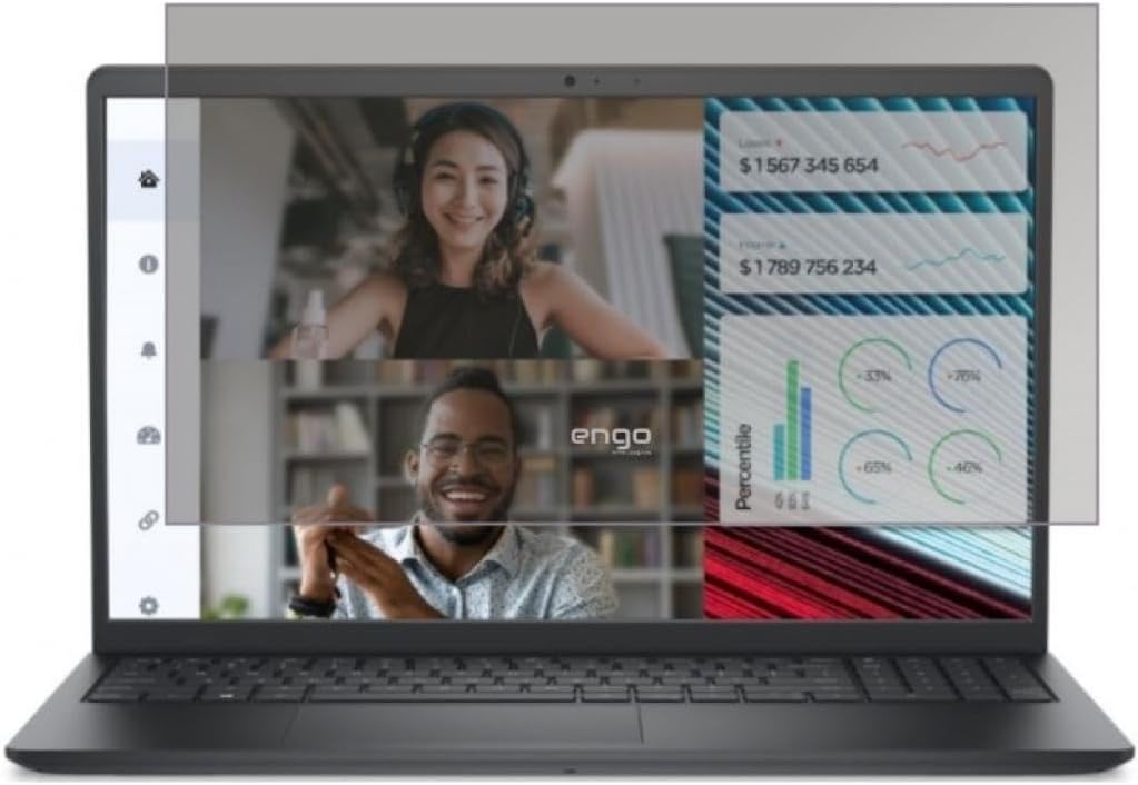 Engo Dell Vostro 3520 15.6 inç ile Uyumlu Hayalet Ekran Koruyucu Şeffaf 16:9 Anti-Spy Gizlilik Önleyici