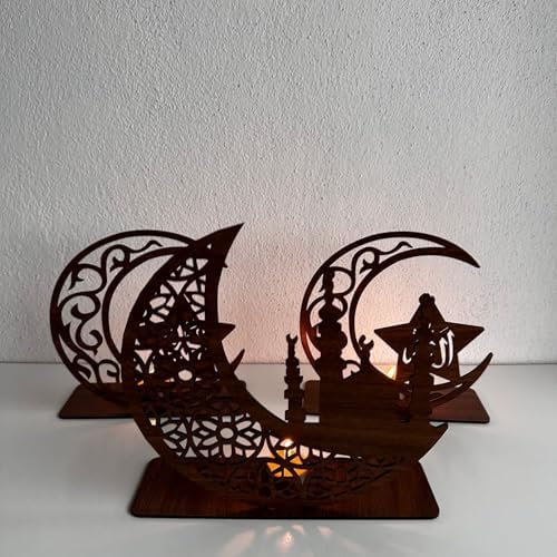 3'lü Dekor Tealight Mumluk Ceviz Ramazan Ayına Özel