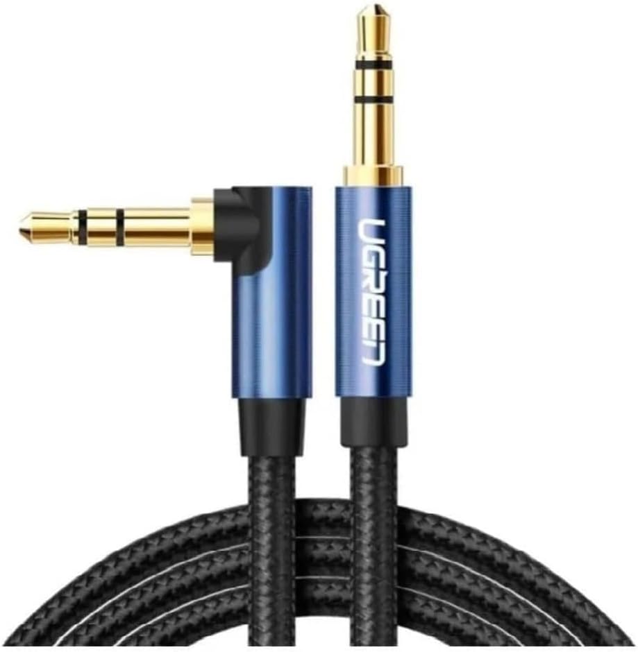 90 Derece L Tipi 3.5 mm Aux Ses Kablosu Mavi 2 Metre